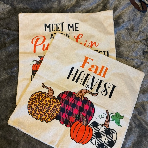 Other - Fall Pumpkin Pillow Covers Set of Two New without Tags